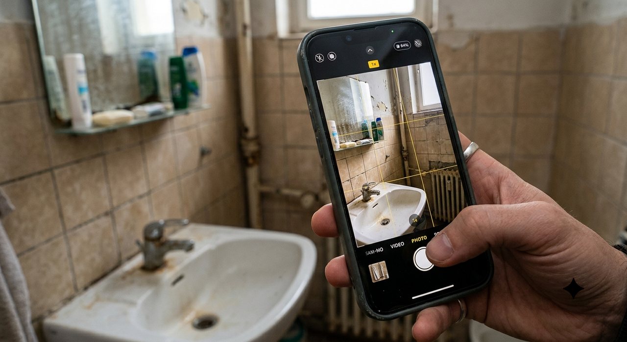 Altes Bad wird mit dem Handy fotografiert